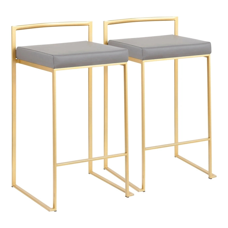 Tabourets de bar empilables dorés (lot de 2)