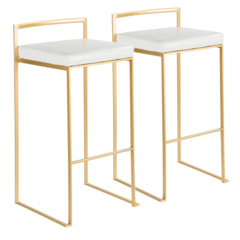 Tabourets de bar empilables dorés (lot de 2)
