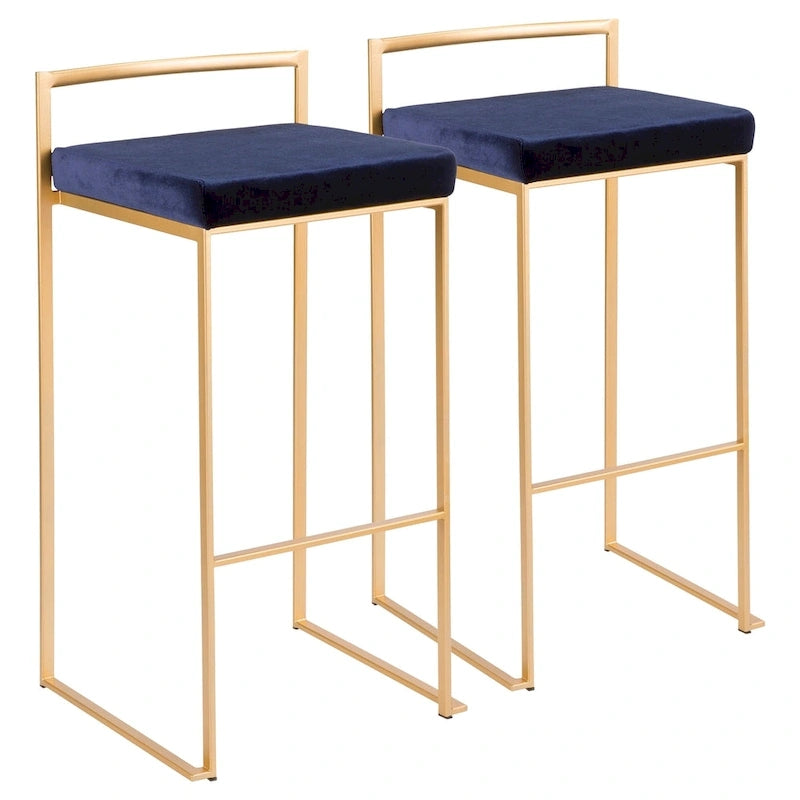 Tabourets de bar empilables dorés (lot de 2)