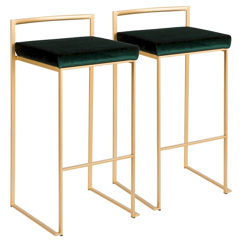 Tabourets de bar empilables dorés (lot de 2)