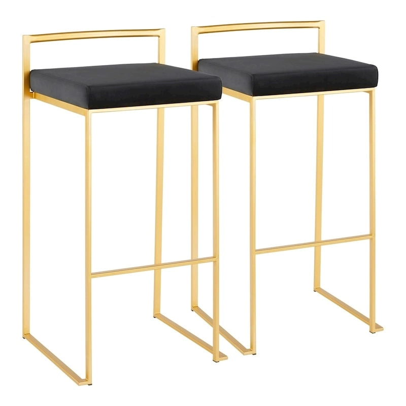 Tabourets de bar empilables dorés (lot de 2)