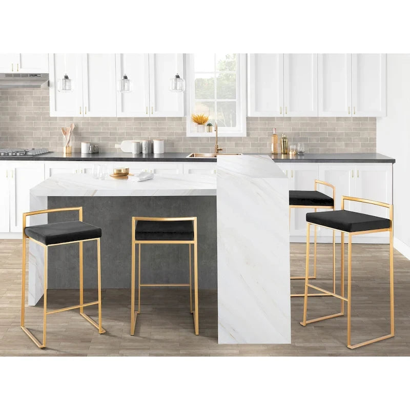 Tabourets de bar empilables dorés (lot de 2)