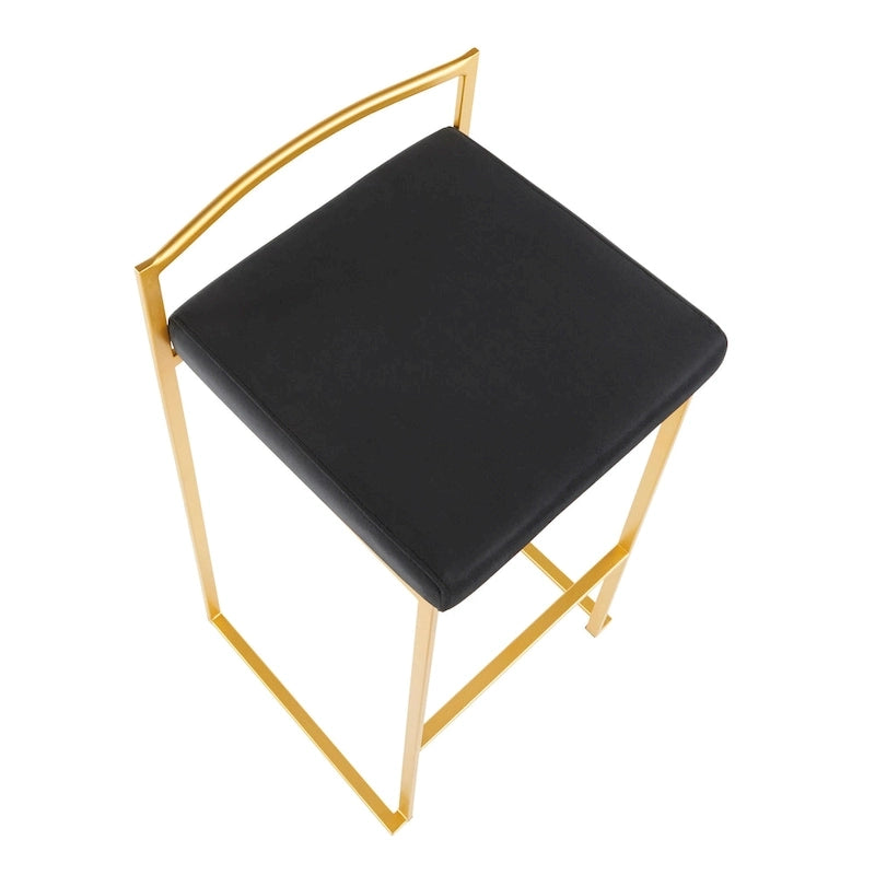 Tabourets de bar empilables dorés (lot de 2)