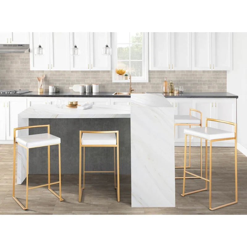 Tabourets de bar empilables dorés (lot de 2)