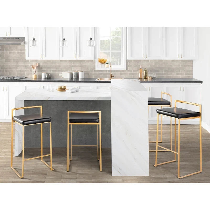 Tabourets de bar empilables dorés (lot de 2)