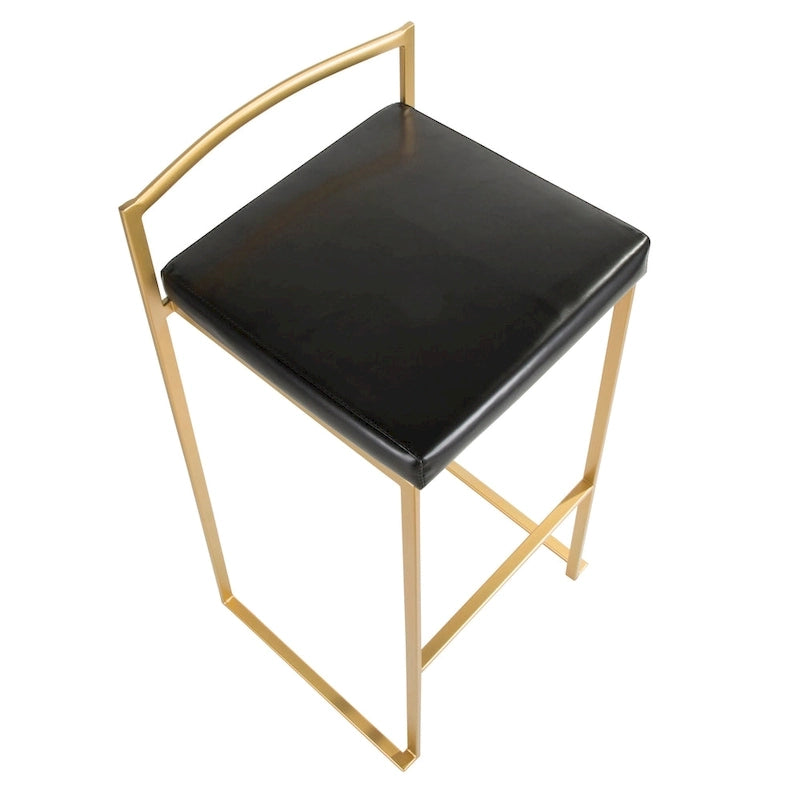 Tabourets de bar empilables dorés (lot de 2)