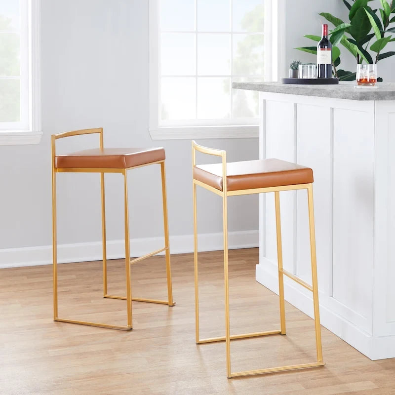 Tabourets de bar empilables dorés (lot de 2)