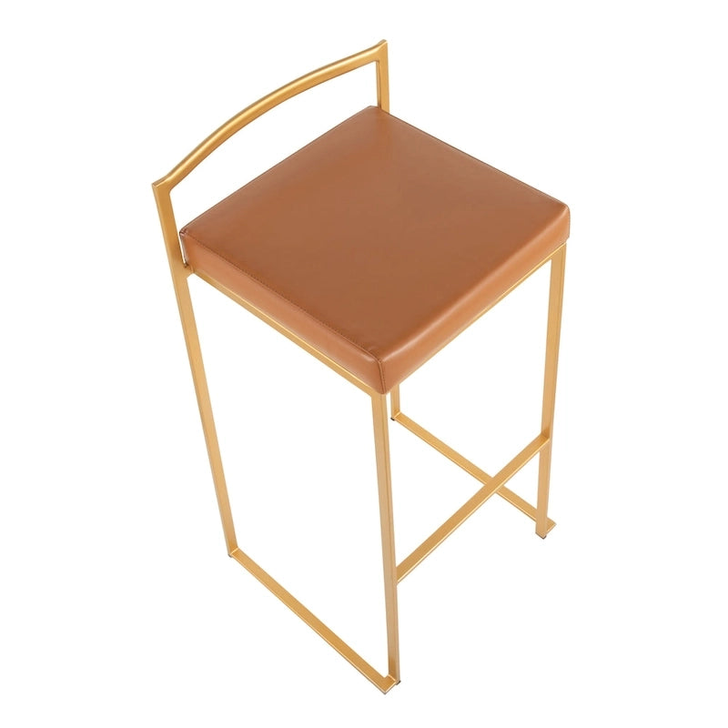 Tabourets de bar empilables dorés (lot de 2)