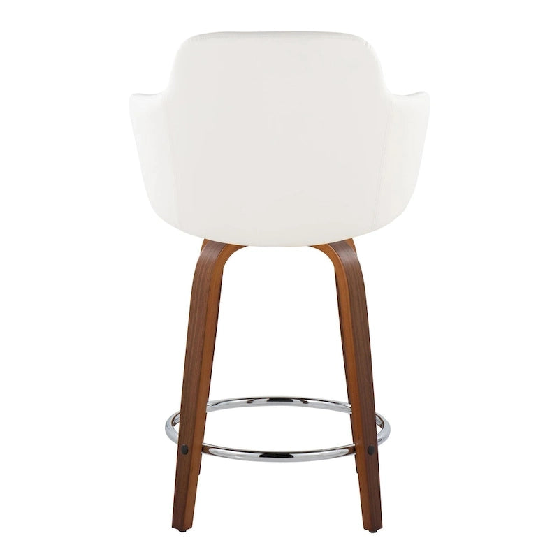 Tabourets de bar à hauteur fixe avec pieds courbés en bois et repose-pieds ronds (lot de 2)