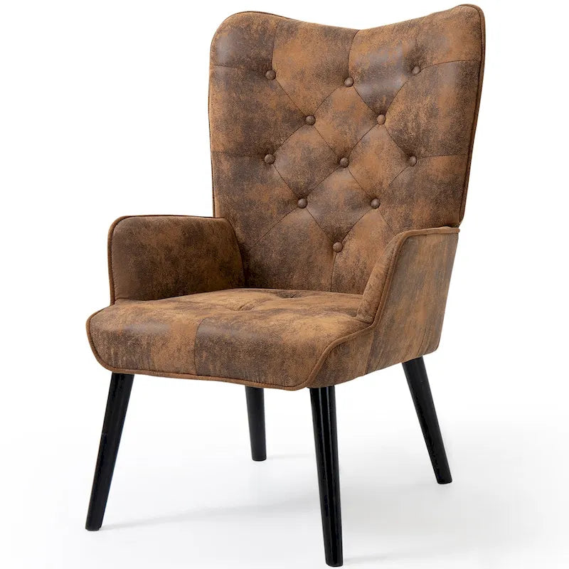 Fauteuil de style campagnard avec dossier à oreilles capitonné