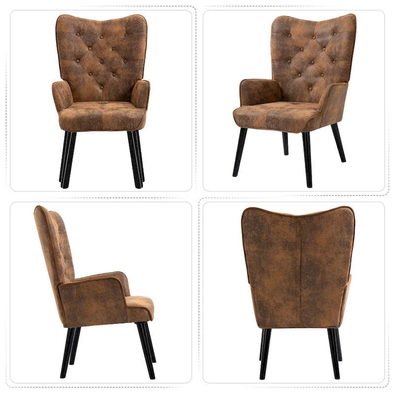 Fauteuil de style campagnard avec dossier à oreilles capitonné