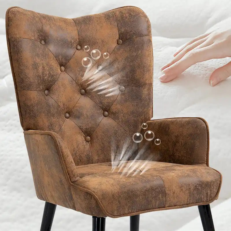 Fauteuil de style campagnard avec dossier à oreilles capitonné