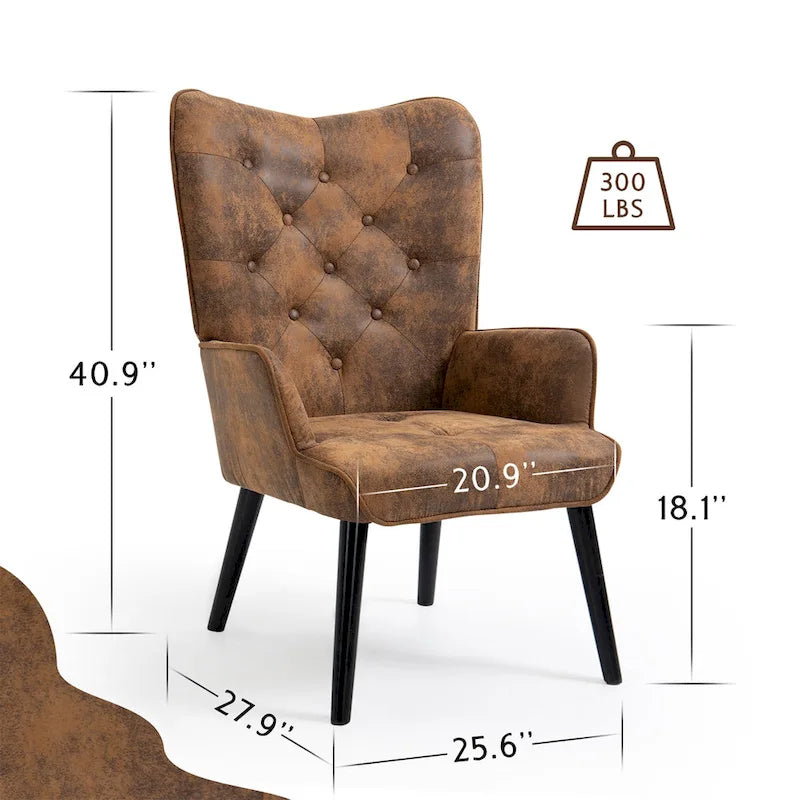 Fauteuil de style campagnard avec dossier à oreilles capitonné