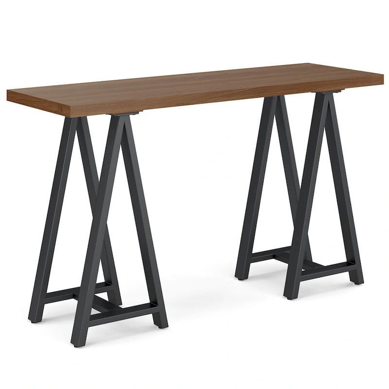 Console d'entrée 50 pouces en bois massif et métal, style industriel moderne – Noyer massif avec métal (Finition Noyer)