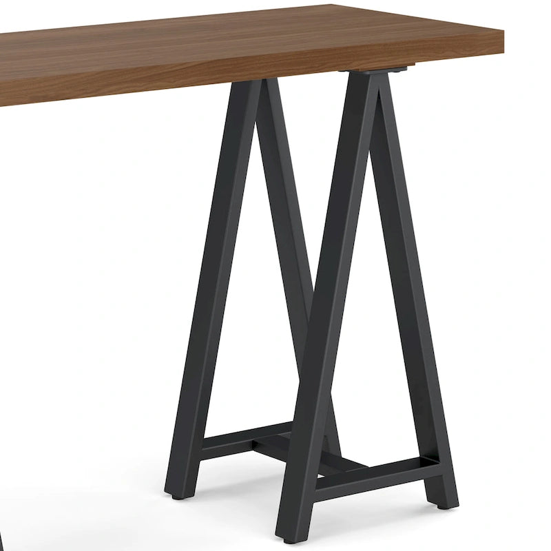 Console d'entrée 50 pouces en bois massif et métal, style industriel moderne – Noyer massif avec métal (Finition Noyer)