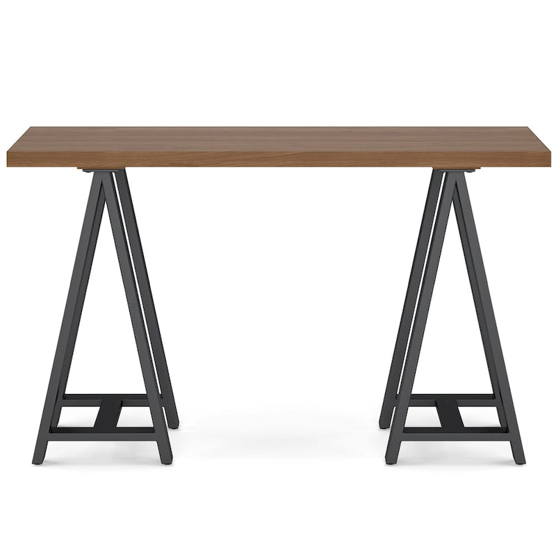Console d'entrée 50 pouces en bois massif et métal, style industriel moderne – Noyer massif avec métal (Finition Noyer)