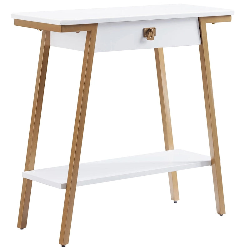 Console d'entrée en bois (avec tiroirs et cadre en métal)