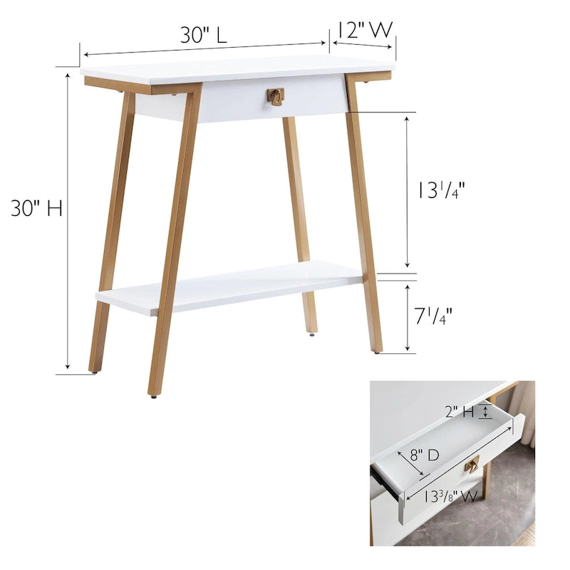Console d'entrée en bois (avec tiroirs et cadre en métal)