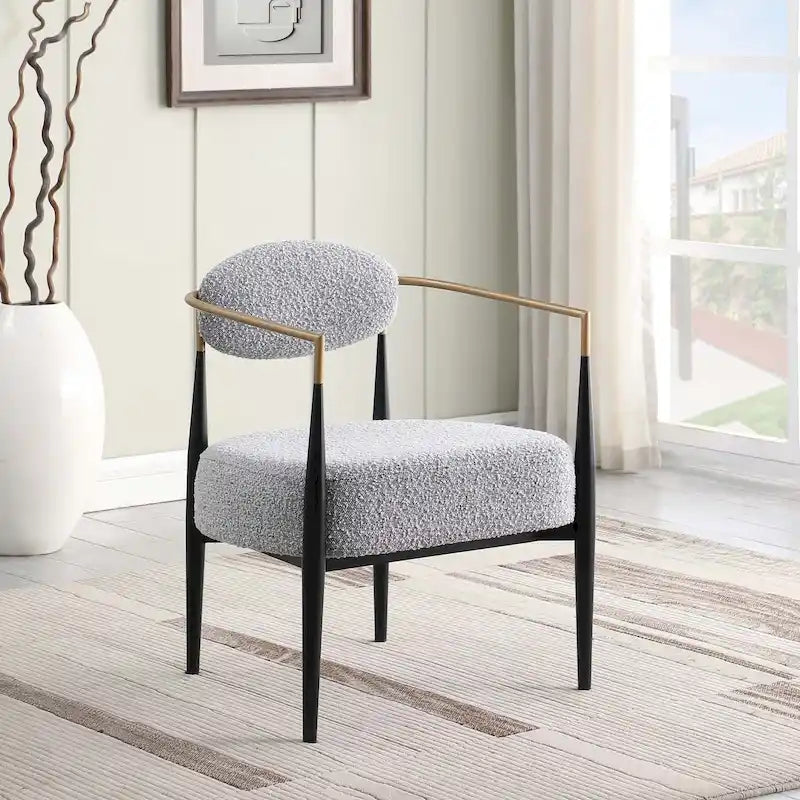 Chaise de salle à manger Boucle, chaise de salon avec coussin d'assise épais en peluche et cadre en métal élégant