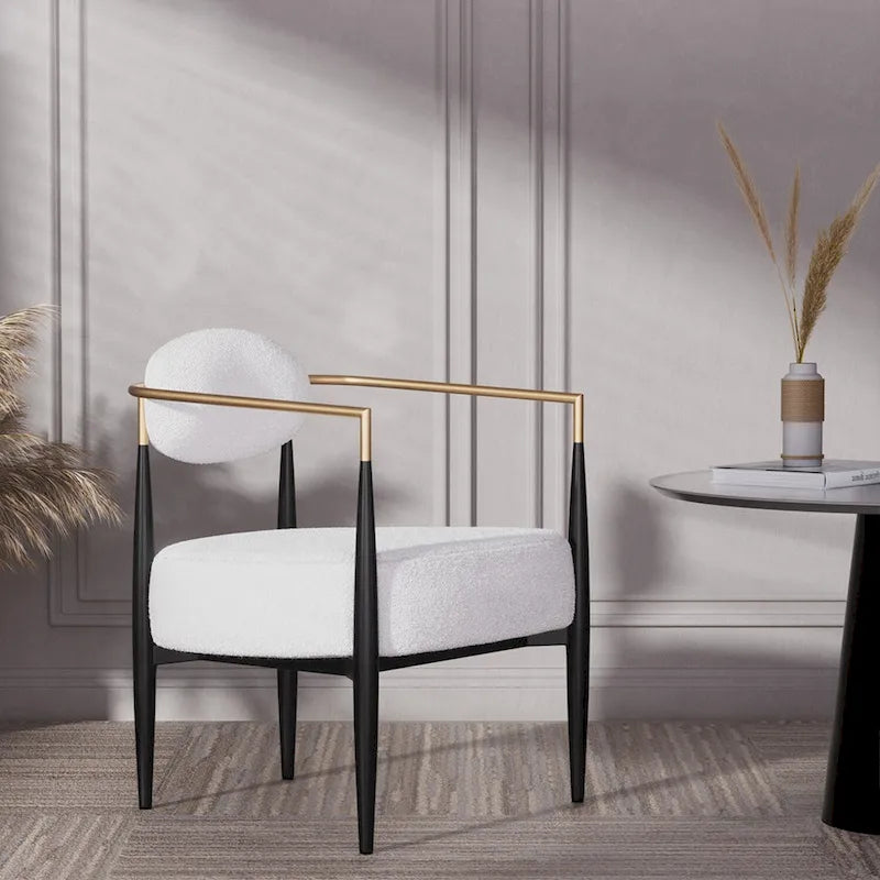 Chaise de salle à manger Boucle, chaise de salon avec coussin d'assise épais en peluche et cadre en métal élégant