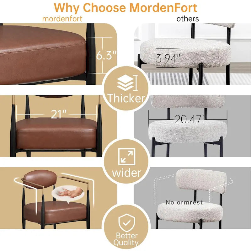 Chaise de salle à manger Boucle, chaise de salon avec coussin d'assise épais en peluche et cadre en métal élégant