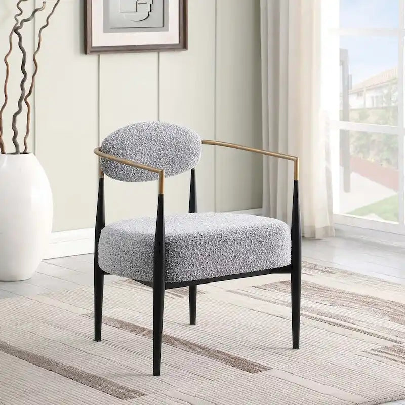 Chaise de salle à manger Boucle, chaise de salon avec coussin d'assise épais en peluche et cadre en métal élégant