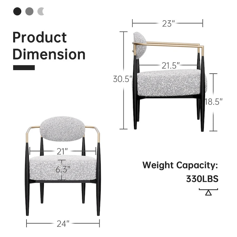 Chaise de salle à manger Boucle, chaise de salon avec coussin d'assise épais en peluche et cadre en métal élégant