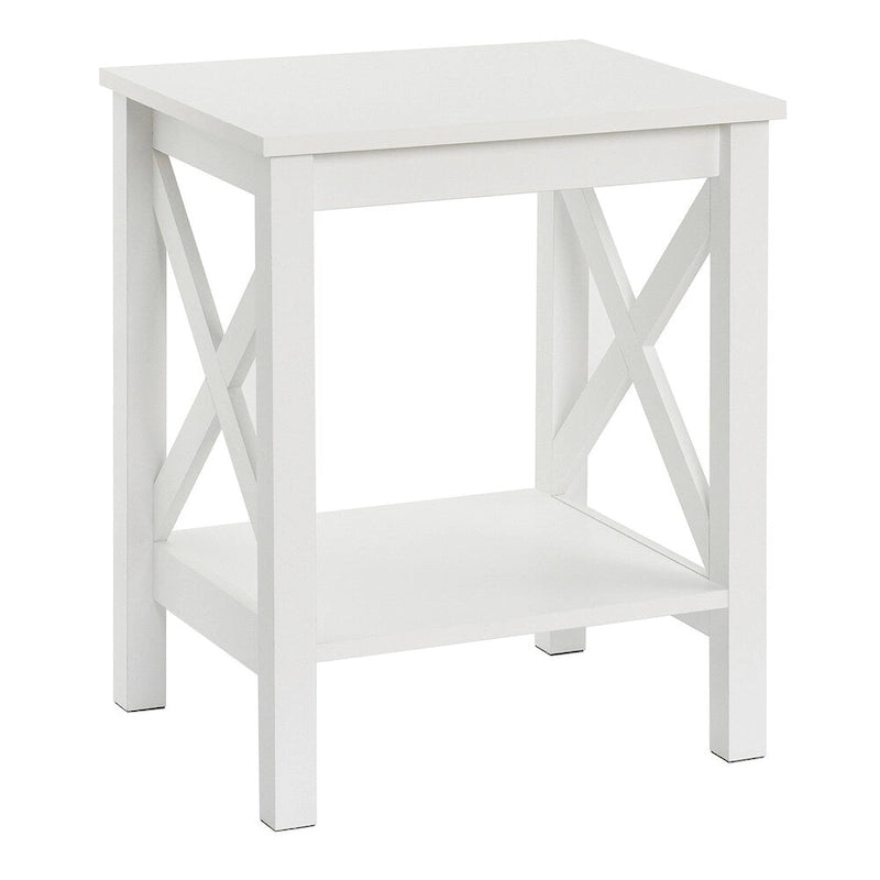 Table d'appoint double couche avec étagères en X