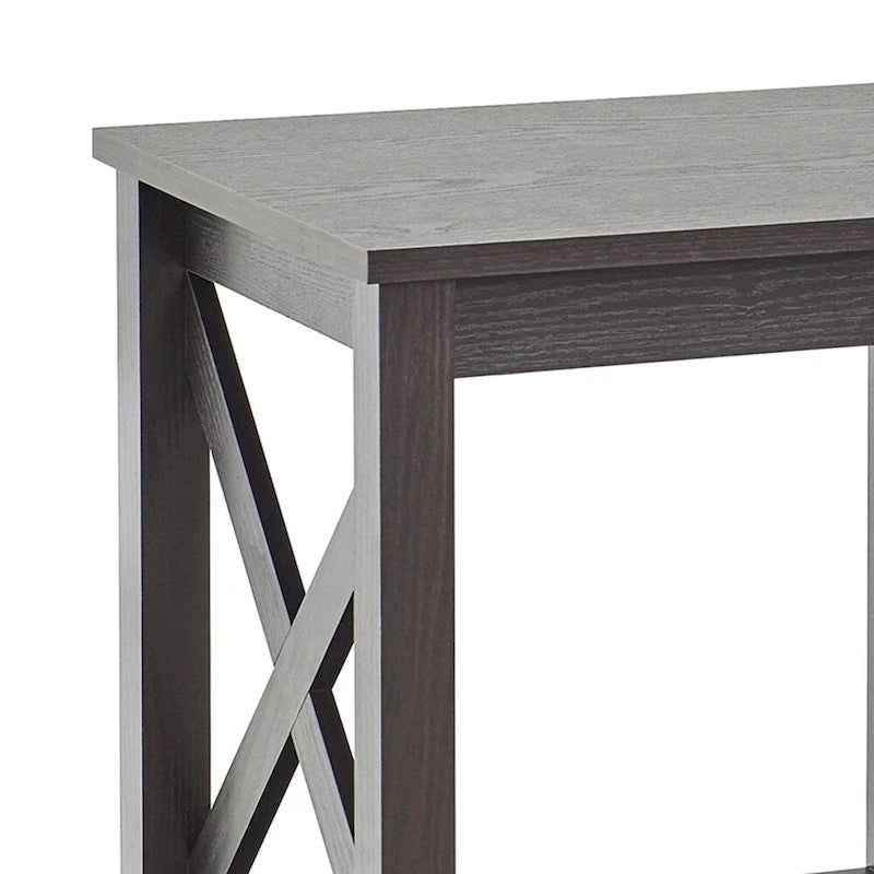 Table d'appoint double couche avec étagères en X
