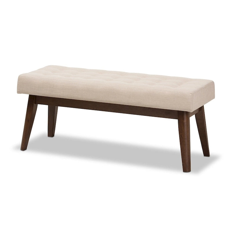Banc capitonné en tissu, style mi-siècle, Baxton Studio