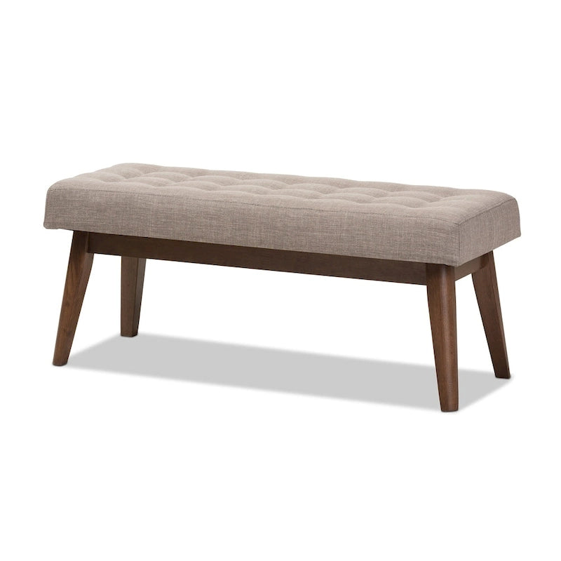 Banc capitonné en tissu, style mi-siècle, Baxton Studio