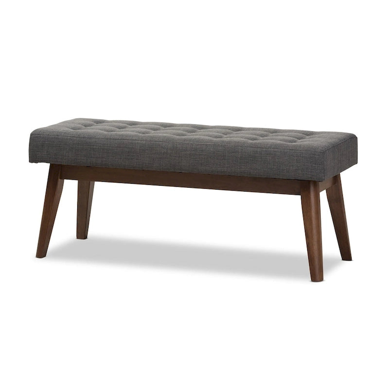 Banc capitonné en tissu, style mi-siècle, Baxton Studio