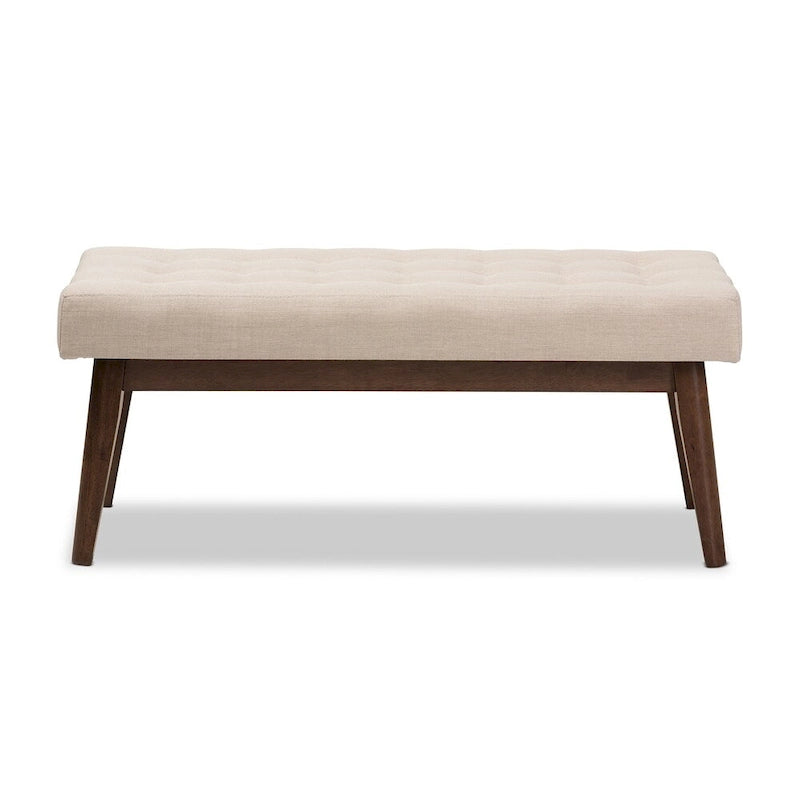 Banc capitonné en tissu, style mi-siècle, Baxton Studio