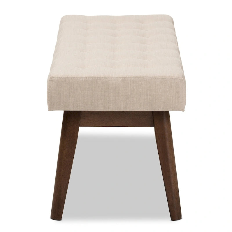 Banc capitonné en tissu, style mi-siècle, Baxton Studio