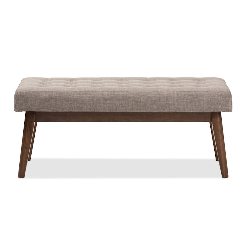 Banc capitonné en tissu, style mi-siècle, Baxton Studio