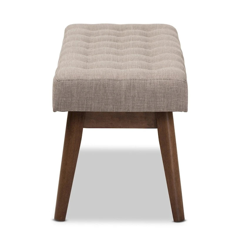 Banc capitonné en tissu, style mi-siècle, Baxton Studio