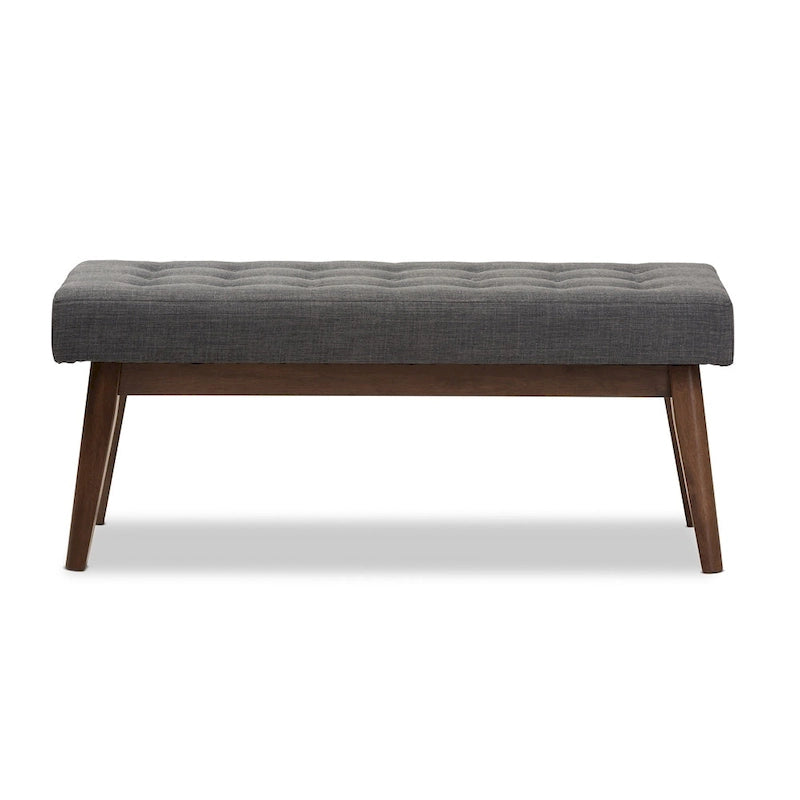 Banc capitonné en tissu, style mi-siècle, Baxton Studio