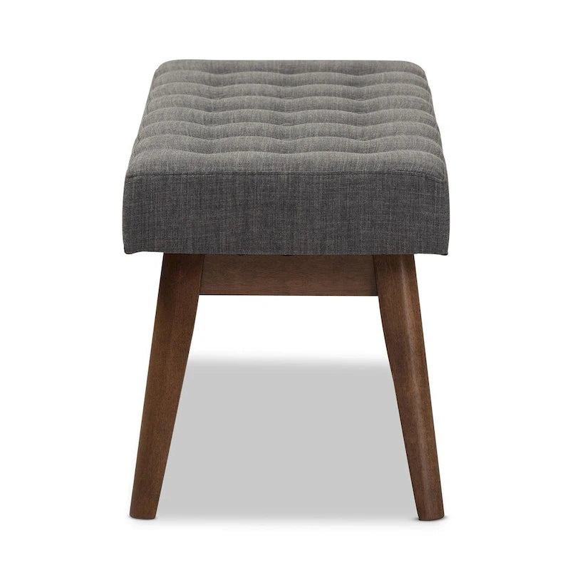 Banc capitonné en tissu, style mi-siècle, Baxton Studio