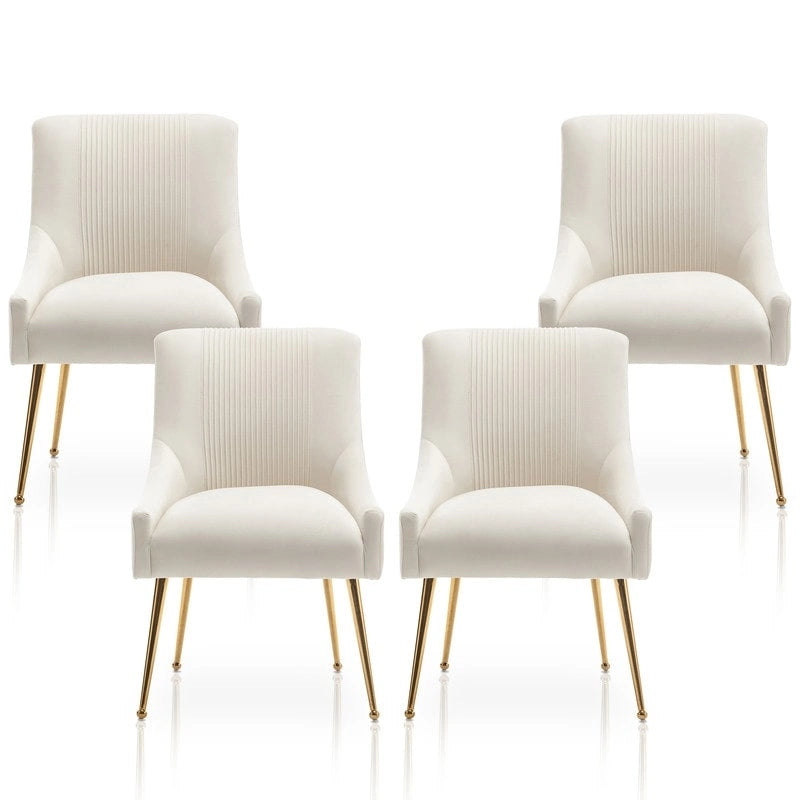 Chaises de salle à manger/de coiffeuse en velours froissé bouclé de luxe moderne (lot de 4) — Avec poignées arrière