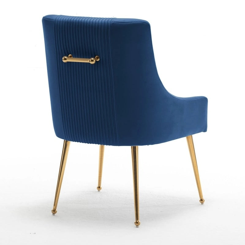 Chaises de salle à manger/de coiffeuse en velours froissé bouclé de luxe moderne (lot de 4) — Avec poignées arrière