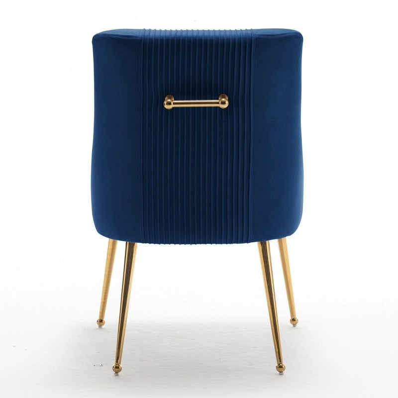 Chaises de salle à manger/de coiffeuse en velours froissé bouclé de luxe moderne (lot de 4) — Avec poignées arrière