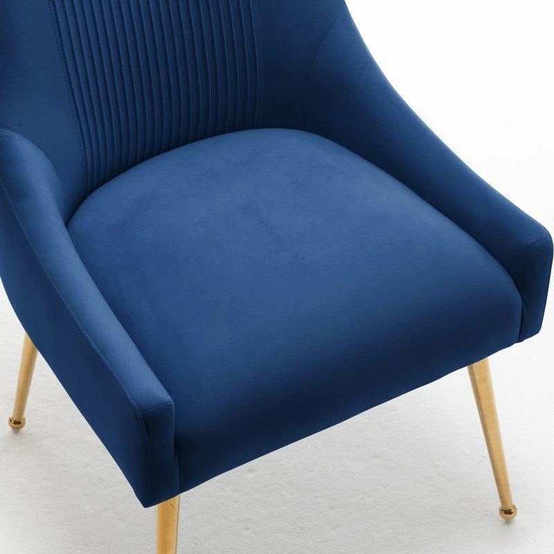 Chaises de salle à manger/de coiffeuse en velours froissé bouclé de luxe moderne (lot de 4) — Avec poignées arrière