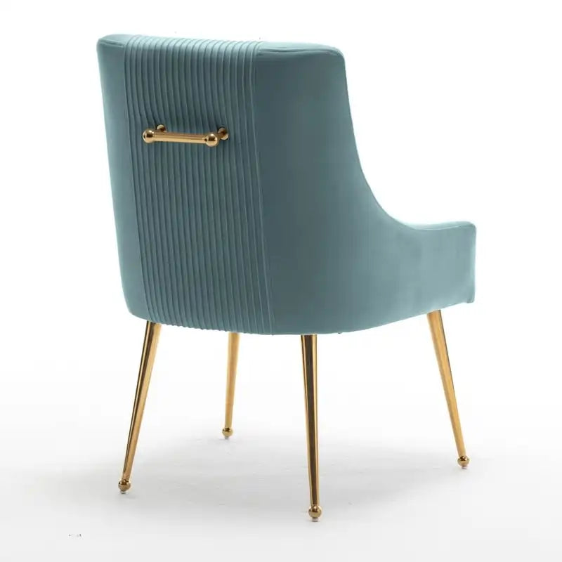 Chaises de salle à manger/de coiffeuse en velours froissé bouclé de luxe moderne (lot de 4) — Avec poignées arrière