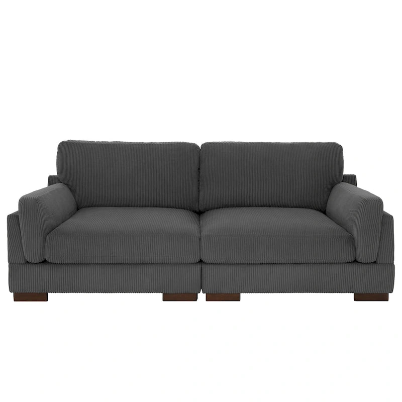 Canapé causeuse moderne en velours côtelé de 228 cm à assise profonde