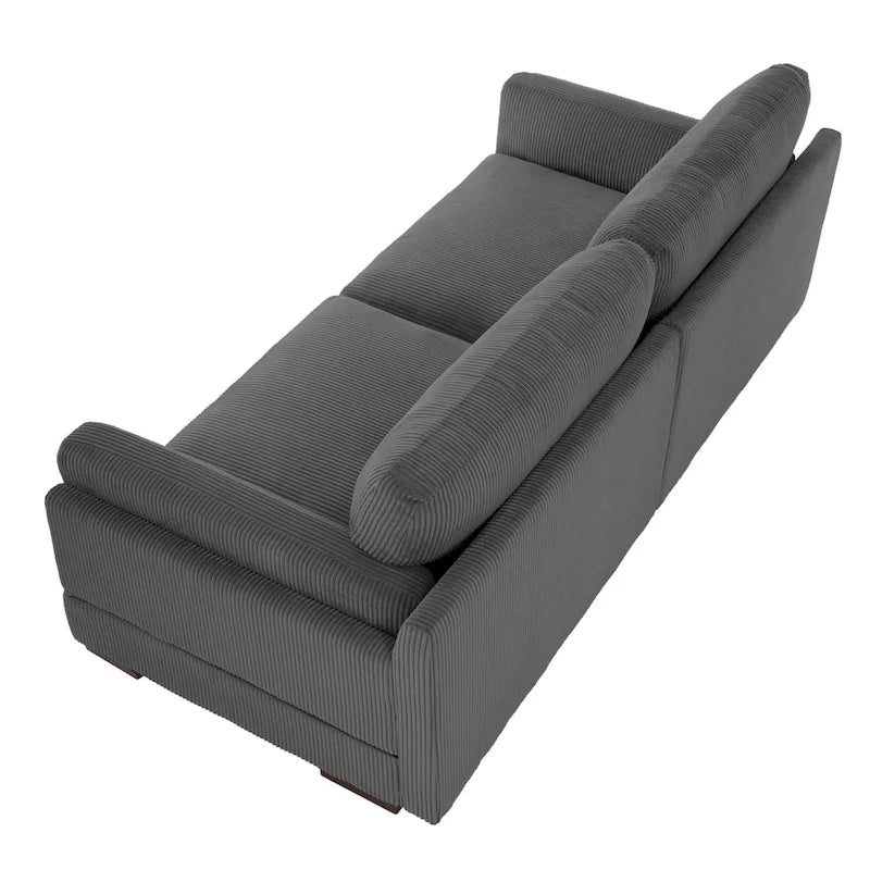 Canapé causeuse moderne en velours côtelé de 228 cm à assise profonde