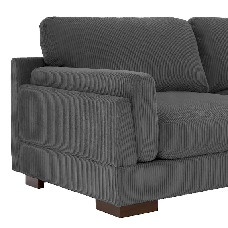 Canapé causeuse moderne en velours côtelé de 228 cm à assise profonde