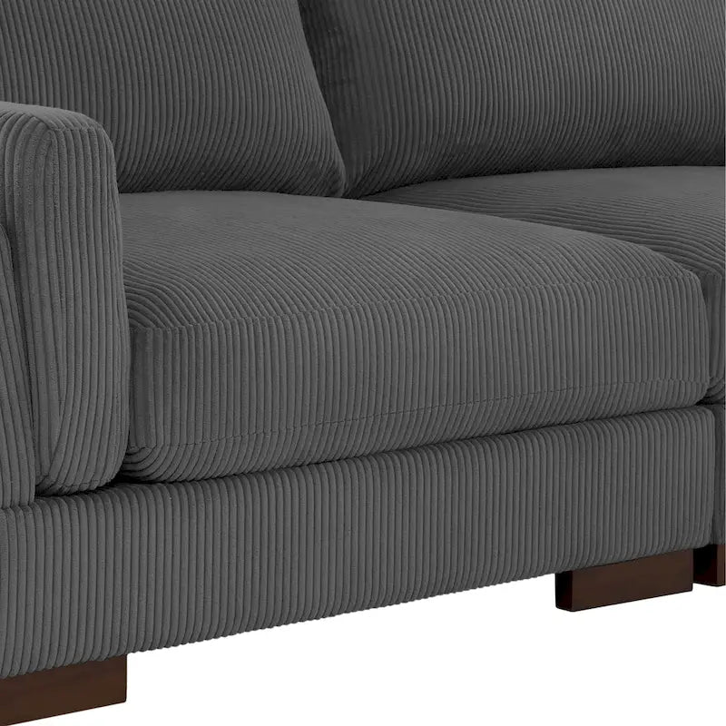 Canapé causeuse moderne en velours côtelé de 228 cm à assise profonde