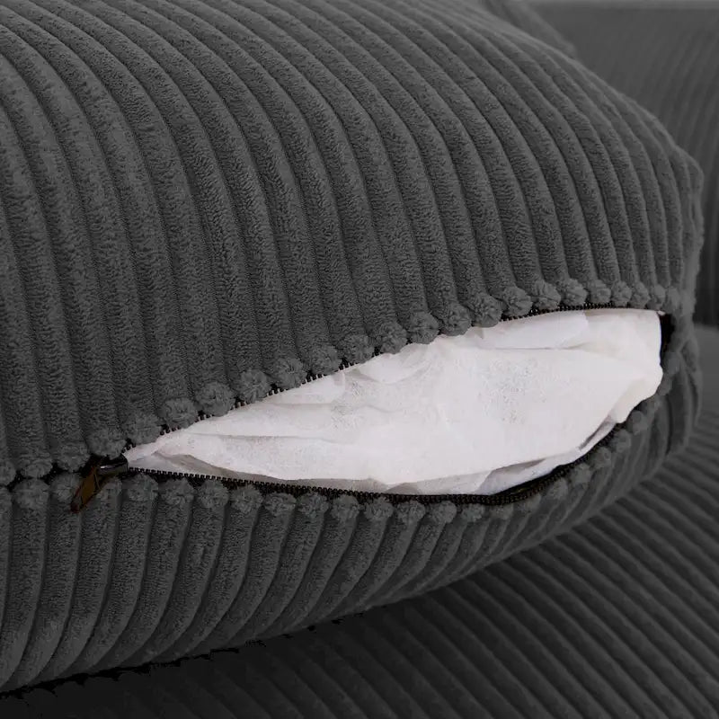 Canapé causeuse moderne en velours côtelé de 228 cm à assise profonde