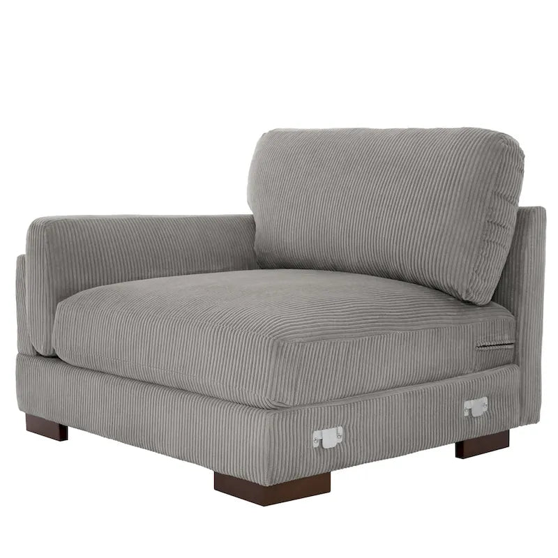 Canapé causeuse moderne en velours côtelé de 228 cm à assise profonde