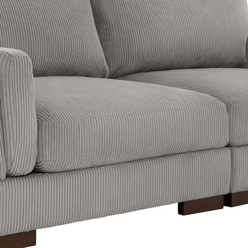 Canapé causeuse moderne en velours côtelé de 228 cm à assise profonde